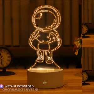 Bebé astronauta luz nocturna acrílico para regalo de Navidad corte láser, regalo de decoración del bebé del espacio exterior, inspiración galaxia, decoración de la habitación del bebé