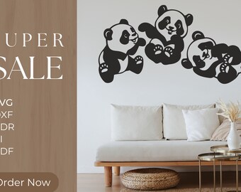 Panda Design Laser Cut Svg Dxf Files Wall Sticker Engraving Decal ...