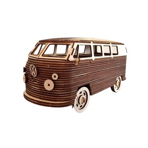 VW Camper 3mm, 3D Car Model Puzzle Bus Retro Car Laser Cut Files, Cnc Router Plans SVG, DXF, Cdr Digital Vector Instant Download 3mm Plywood