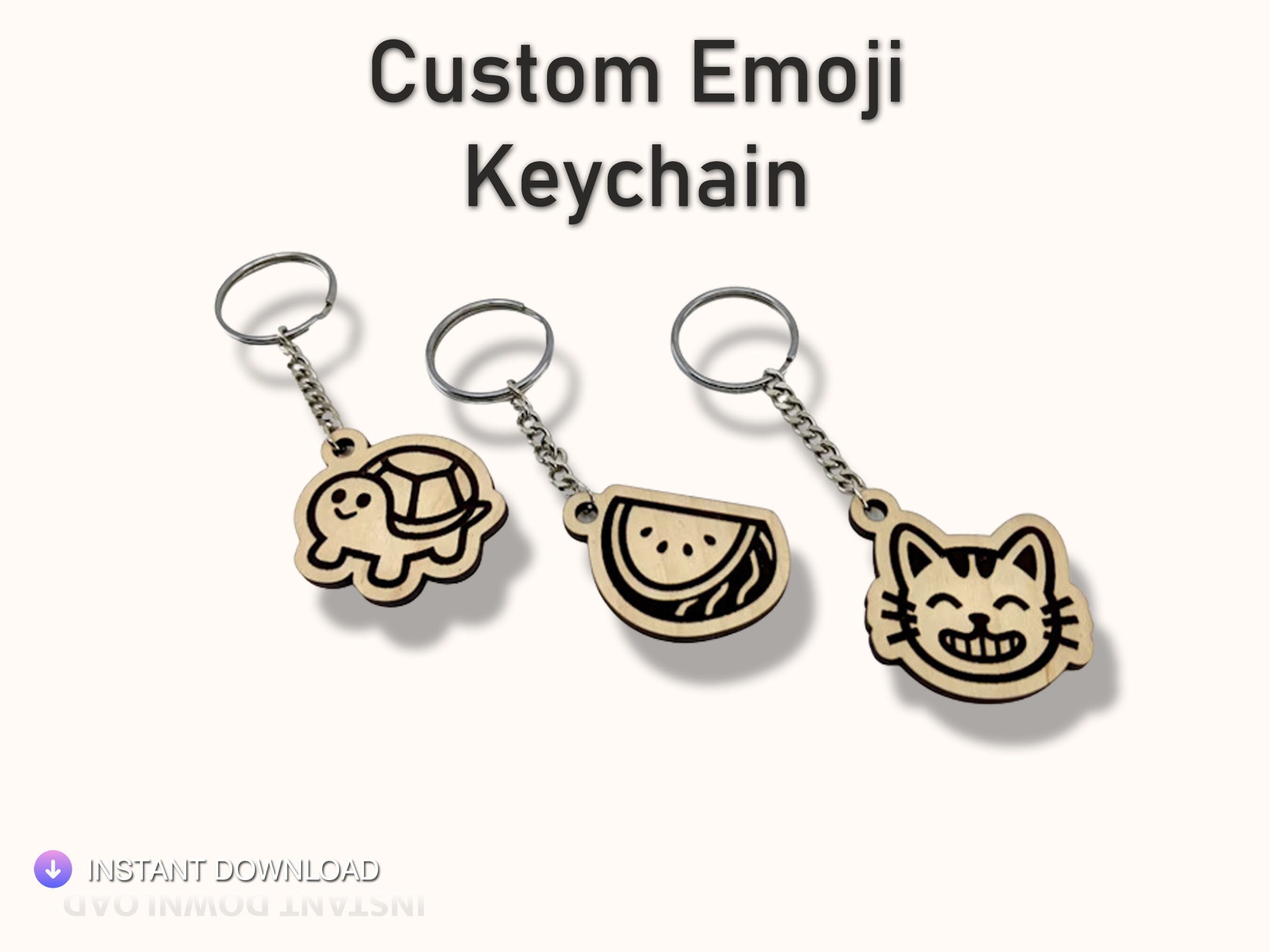 Personalized Custom Emoji Keychain Laser Cut Files Keychain Etsy