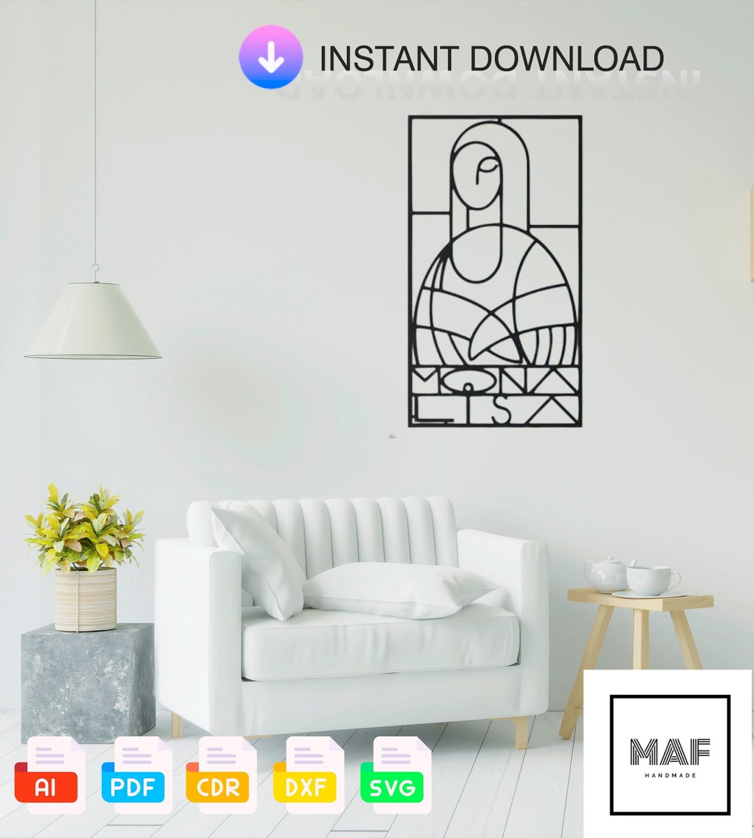Lisa Line Design Mona Lisa Line Art, Metal Wall Decor, Laser Cut Files (digital Download ...