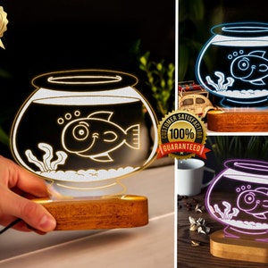 Aquarium Ocean Mixed Fish 3D Night Light Making Digital Vector Files, Acrylic, Christmas Gift Laser Cut, CNC, Dxf,Svg,Ai, Glowforge Ready