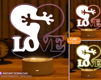 Love, Files DXF, CDR, pdf for cnc, laser cut files, vector files, vector cutting plan acrylic led lamp 3D led light, 3d model, led lamp svg