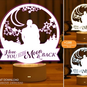 3D valentines day greeting heart LED Acrylic Lamp optical illusion Vector file CNC and Laser Cutting, Instant Download, valentines day svg