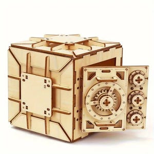 3D Wooden Puzzle Handmade Password Safe Box -Secure DIY Model Toy for Fun and Protection-Digital Instant Download Formats Svg,Cdr,Dxf,Ai,Pdf