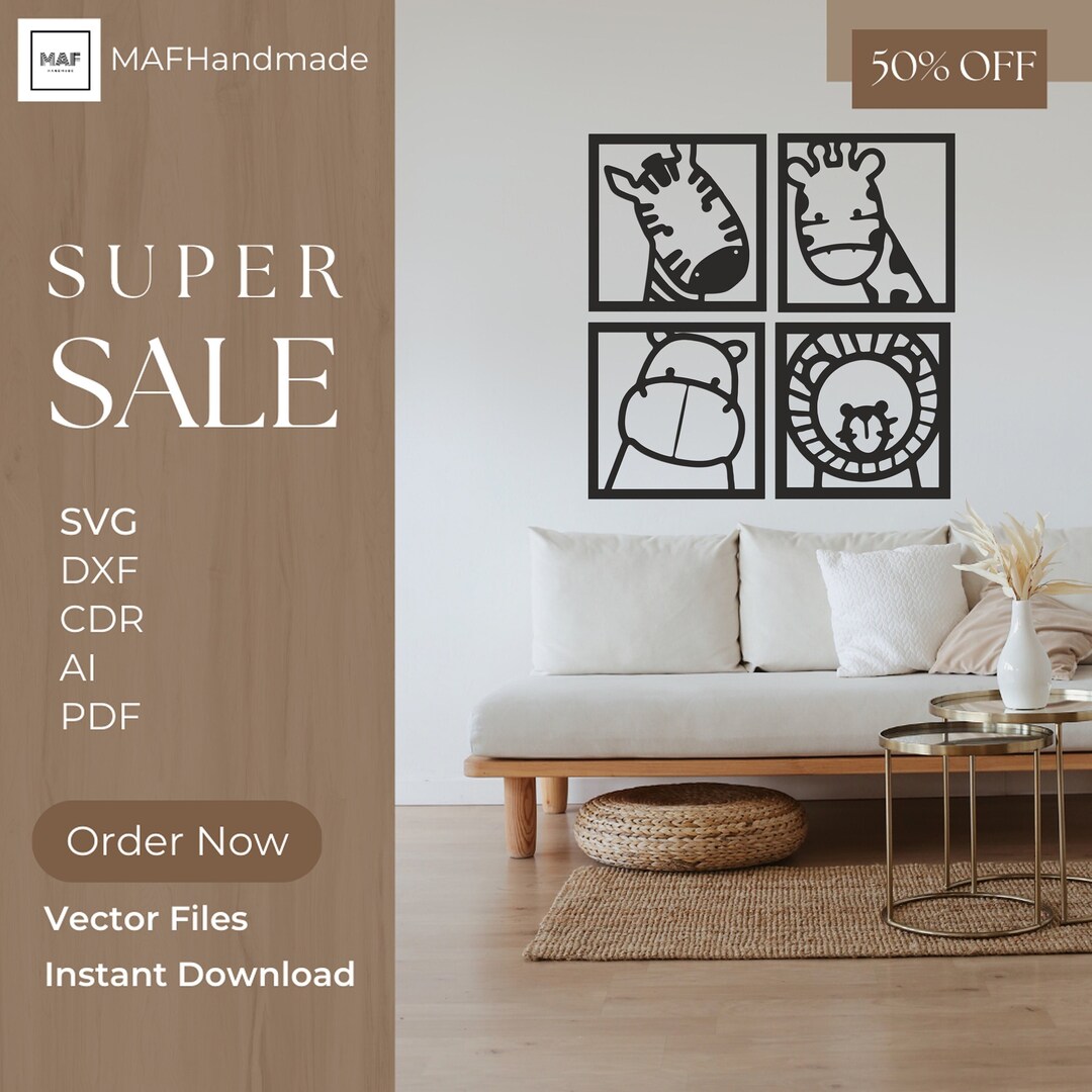 Giraffe Wall Art, Set Giraffe Svg, Unique Safari Decor for Modern ...