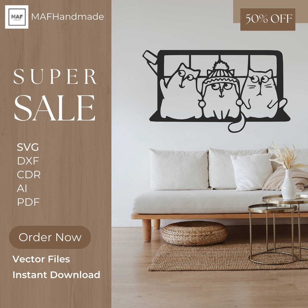 Cats Metal Wall Art, SVG, DXF, Ai, Cats Hanging Wall Art, Cats Decor