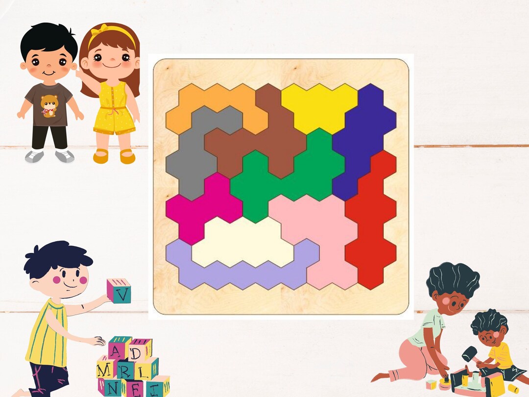3D Wooden Tangram Puzzles Jigsaw Board Game Toys Laser Cutting Template ...