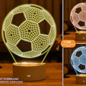 Fotboll Neonljus SVG, laserskuren vektorfil (digital nedladdning)