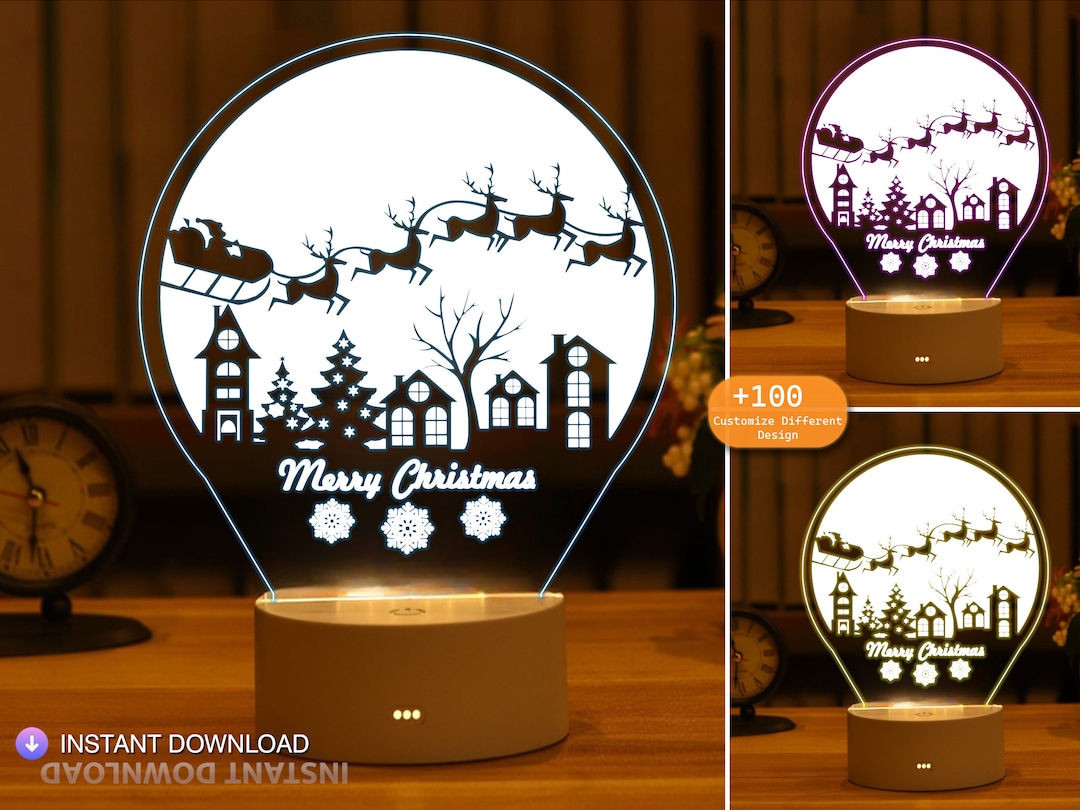 Snow Globe Night Light Acrylic SVG,DXF, Christmas Gift, Laser Cut, CNC