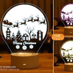 Snow Globe Night Light Acrylic SVG,DXF, Christmas Gift, Laser Cut, CNC Cutting, Svg, Dxf, Cdr, Ai, Digital Vector Files, Glowforge Ready