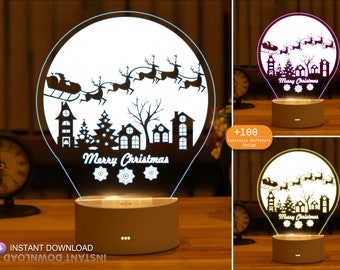 Snow Globe Night Light Acrylic SVG, Christmas Laser Cut File (Digital)