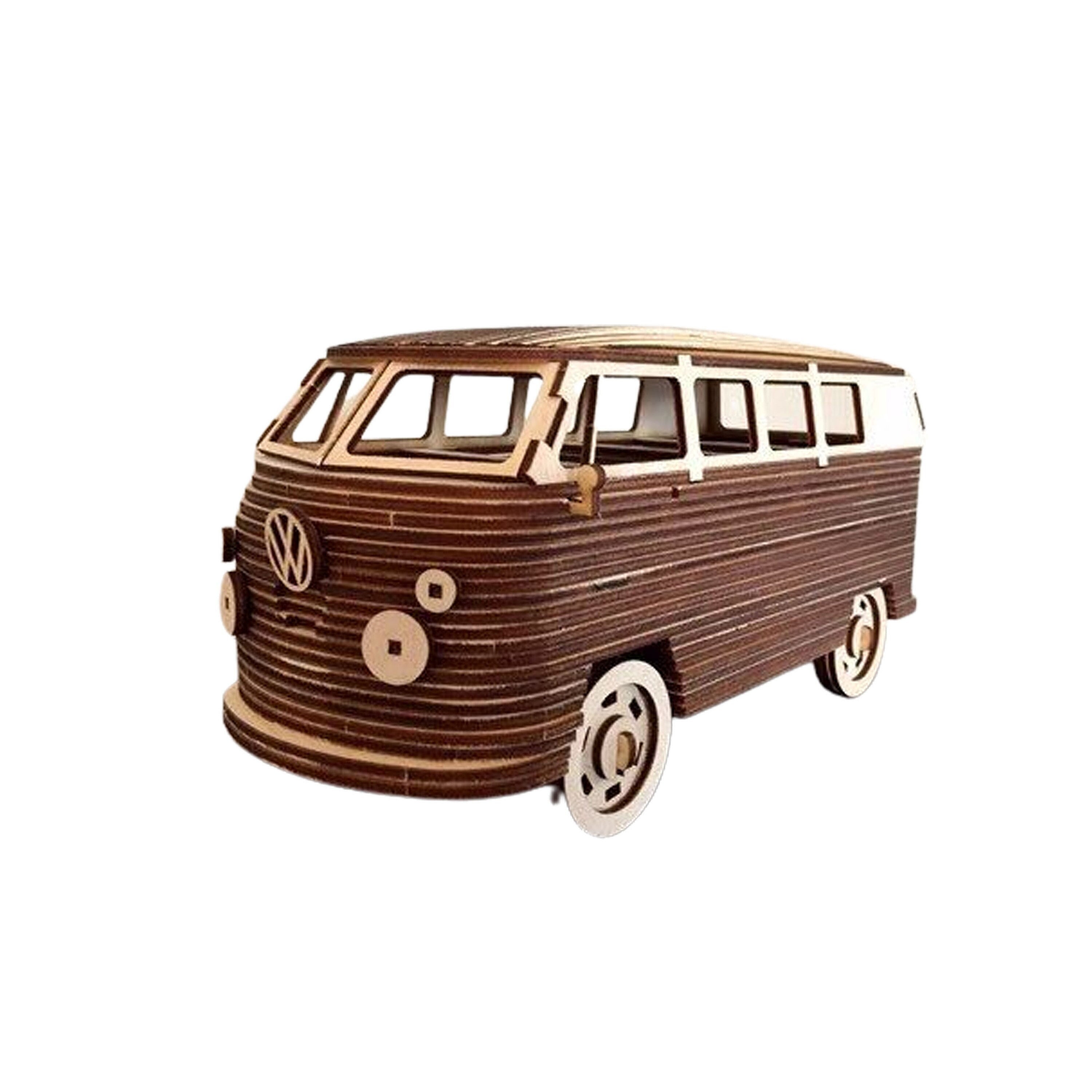 VW Camper 3mm, 3D Car Model Puzzle Bus Retro Car Laser Cut Files, Cnc Router Plans SVG, DXF, Cdr Digital Vector Instant Download 3mm Plywood