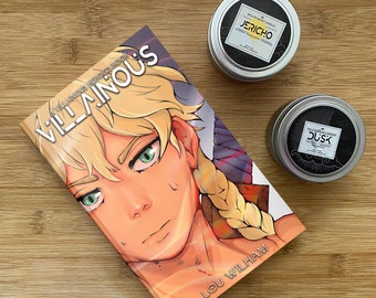 Eroi malvagi 4oz. Candele ispirate ai tuoi personaggi preferiti di Villainous Heroics / Candele da libro di duologia cyberpunk LGBT+