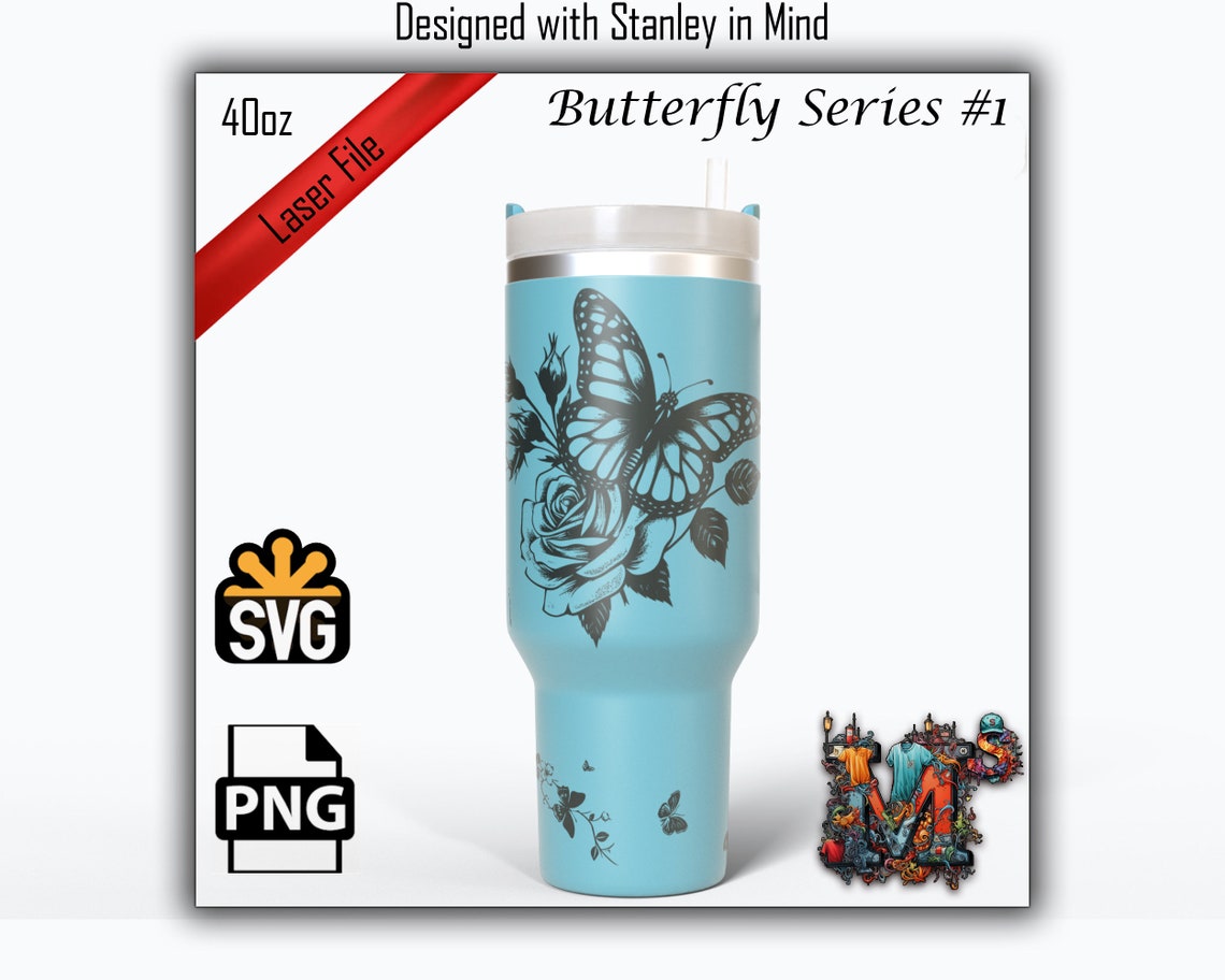 Butterfly Simple Tumbler Laser File Svg, 40oz Tumbler Full Wrap Laser ...