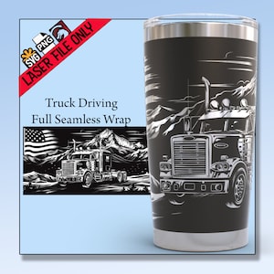 Tumbler Laser file, Truck driving USA 20oz full wrap laser file svg png lightburn x tool glowforge laser files, aeon slate cutting board
