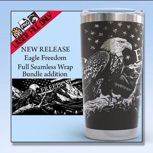 Bicchiere Eagle Freedom da 20 once Laser SVG, involucro senza cuciture (download digitale)