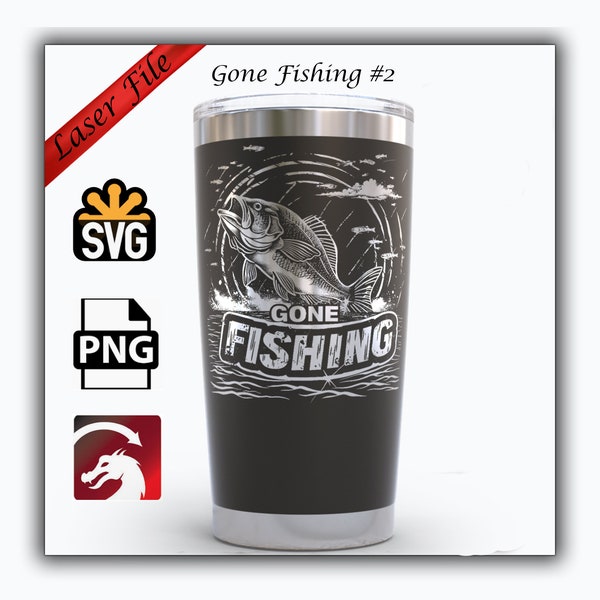 20oz Tumbler Laser Svg, Gone Fishing 20oz Tumbler Full Wrap Laser Svg, Laser Engraved Svg, Tumbler Laser File lightburn file included