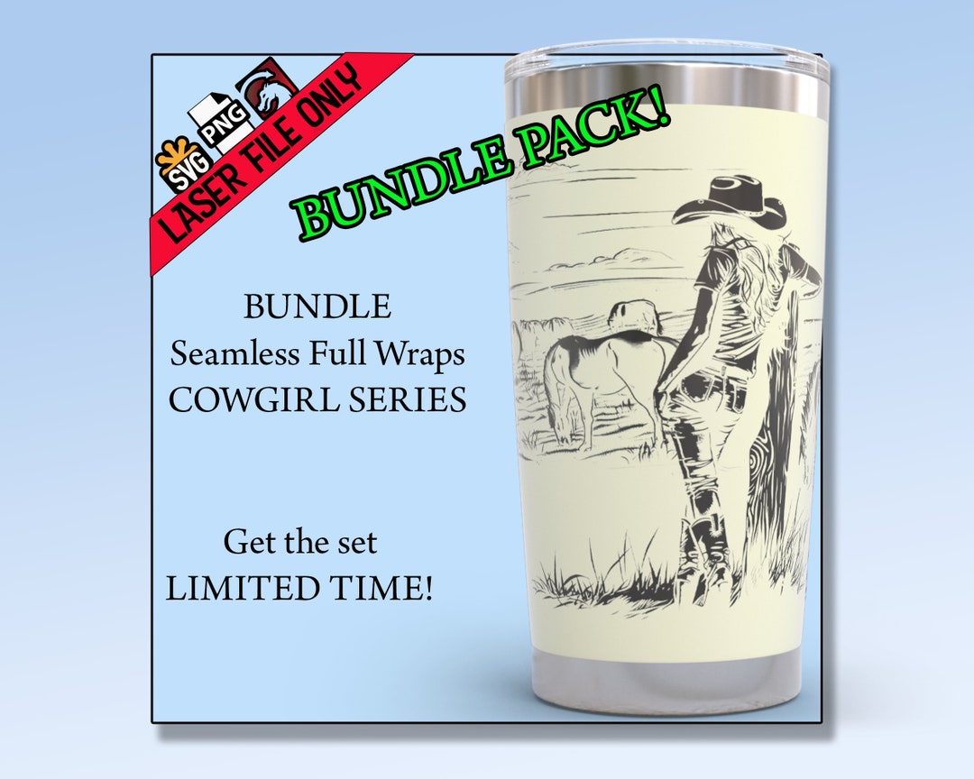 20oz Tumbler Laser Svg Cowgirl Bundle Pack Seamless Full Wrap Horse ...