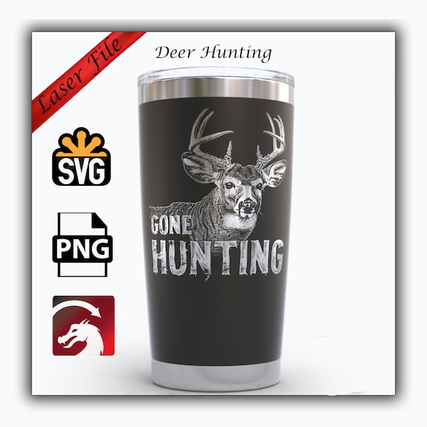 20oz Tumbler Laser Svg, Gone hunting 20oz Tumbler Full Wrap Laser Svg, Laser Engraved Svg, Tumbler Laser File lightburn file included xtool