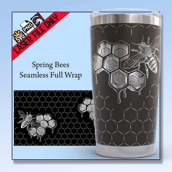 20oz Tumbler Laser Svg, Bee hive honeycomb 20oz Tumbler Full Wrap Laser Svg, Laser Engraved Svg, Tumbler Laser File lightburn file included