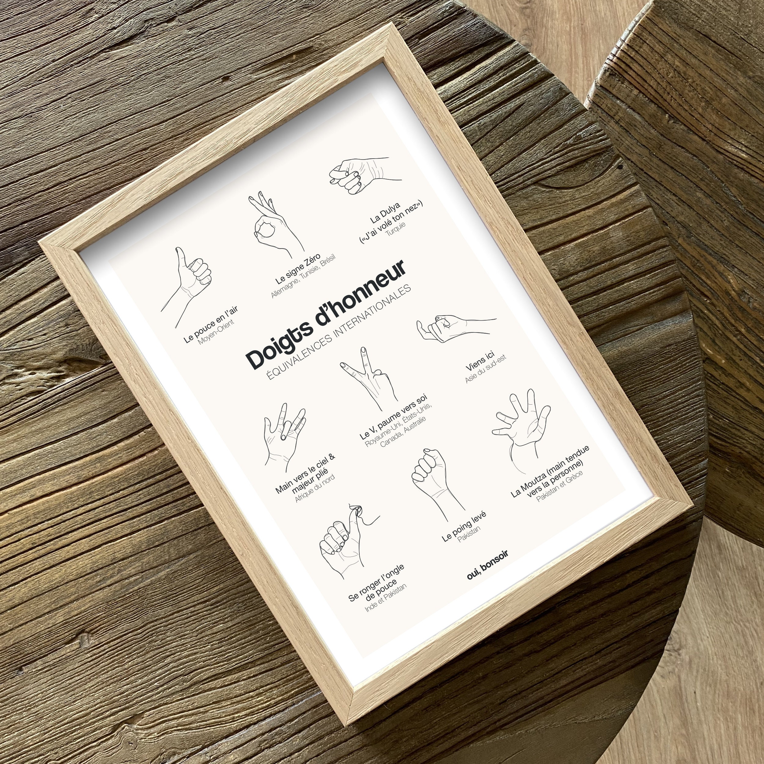 Affiche doigts d'honneur équivalences internationales A4 Etsy France