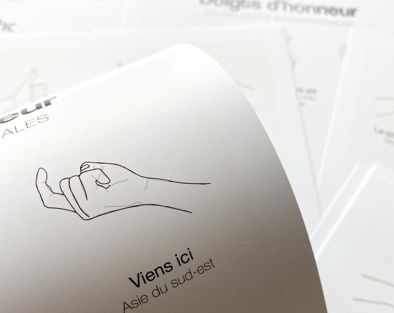 Affiche doigts d'honneur équivalences internationales A4 Etsy France