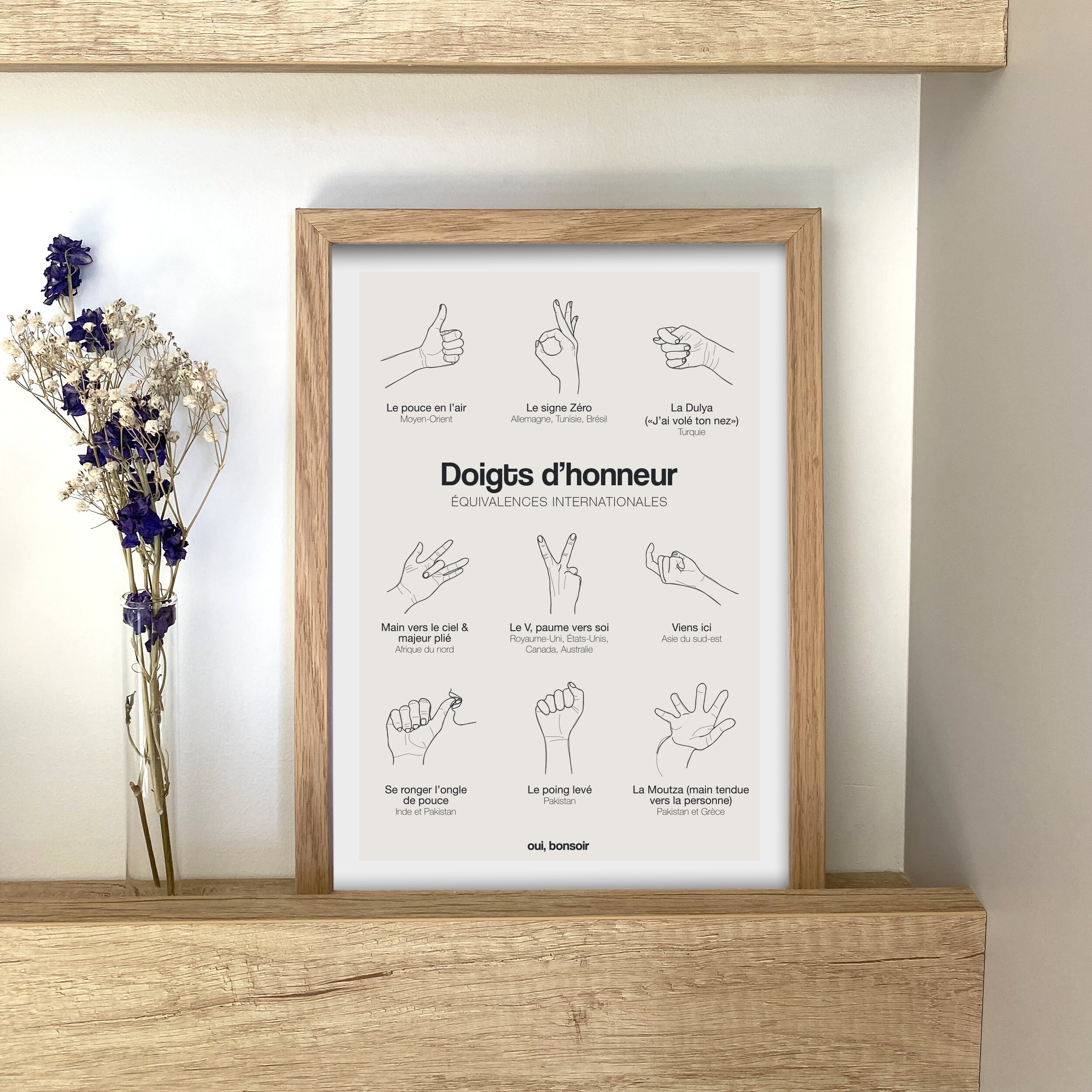 Affiche doigts d'honneur équivalences internationales A4 Etsy France