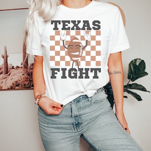 Texas Fight Tshirt, University of Texas Football, Hook Em Tee, Longhorns, Game Day, Team Spirit