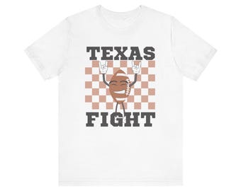 Texas Fight Tshirt, University of Texas Football, Hook Em Tee, Longhorns, Game Day, Team Spirit
