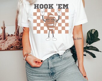 Longhorn Tshirt, University of Texas Football, Hook Em tee, Texas Fight, Game Day, Team Spirit