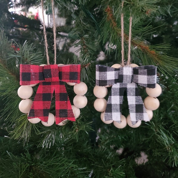 Rustic Wood Bead Ornament | Wreath Ornaments | Wood Bead Ornaments | Christmas Decor | Farmhouse Decor