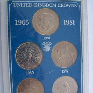 Coins, United Kingdom, Crowns, Commemorative,1965-1981, Winston Churchill, Royalty, Presentation Case