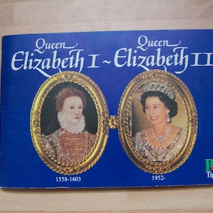 Theekaarten, Brooke Bond PG Tips, prentenkaarten, Royalty, Queen Elizabeth 1- Queen Elizabeth 11, album, complete set, 1967