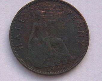 Coin, United Kingdom, Half Penny, King George V, 1934