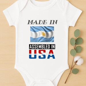 Argentina USA Baby Bodysuit: Funny International Outfit for Newborns, Patriotic Onesie Gift