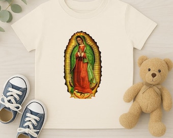 Vår Fru av Guadalupe barnskjorta, katolsk småbarnströja, religiös gåva för barn