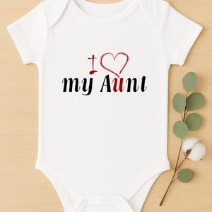 Adorable &#39;I Love My Aunt&#39; Baby Onesie - Cute Bodysuit for Niece or Nephew - Shower Gift from Auntie
