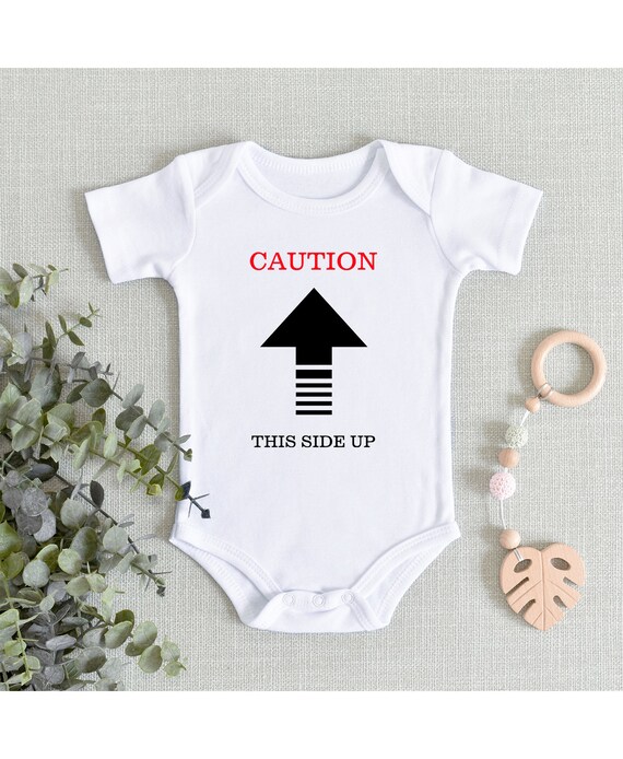 Caution This Side up Cute Onesie Funny Baby Apparel Infant Etsy