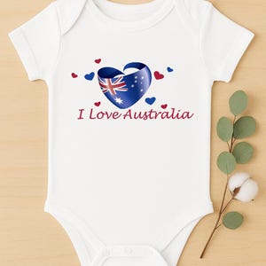 Australian Flag Baby Bodysuit - I Love Australia Onesie for Newborns, Infants, Toddlers