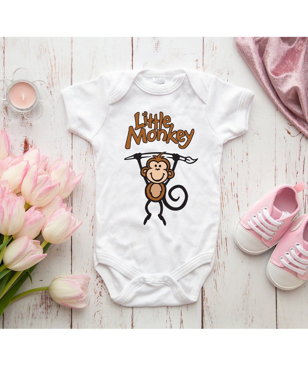 Little Monkey Cute Onesie Funny Baby Apparel Infant Etsy
