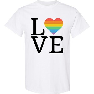 Rainbow Love Heart LGBTQ+ Pride T-Shirt - Colorful Unisex Graphic Tee - Queer Apparel Gift