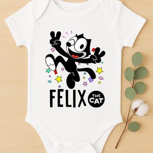 Vintage Felix the Cat Baby Onesie - Classic Cartoon Bodysuit, Retro Shower Gift, Funny Outfit