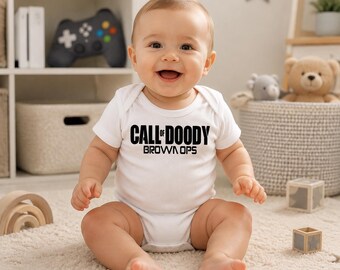 Funny Gamer Baby Bodysuit: Call of Doody - Brown Ops Diaper Duty