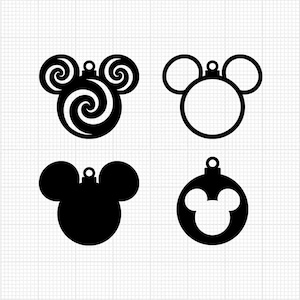 Weihnachten Ornamente, Micky Maus Kopf Ohren, Swirl, Svg und Png Formate, Cut, Cricut, Silhouette, Sofort Download