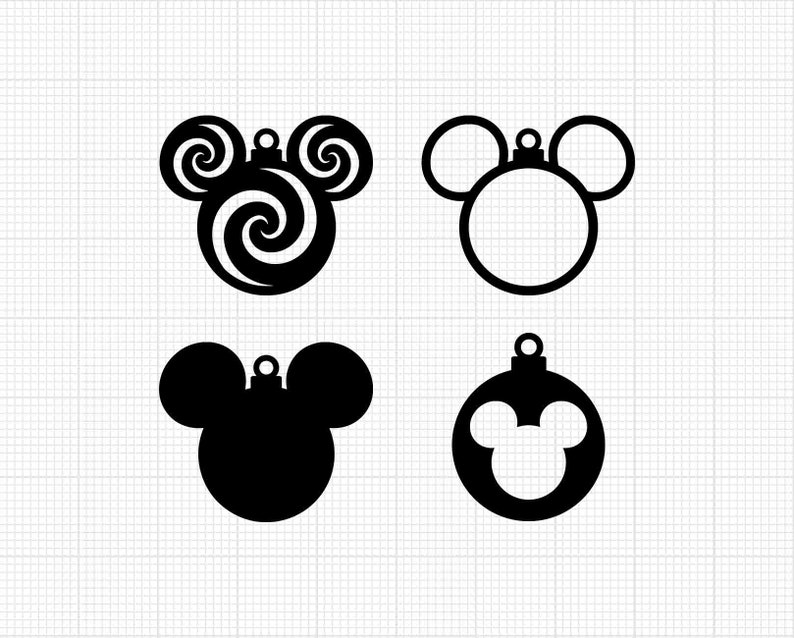 Christmas Ornaments Mickey Mouse Head Ears Swirl Svg and - Etsy