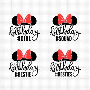 Verjaardag, Minnie Mouse Bow, Girl Squad Bestie Besties, Svg en Png formaten, Cut, Cricut, Silhouet, Bundel, Instant Download