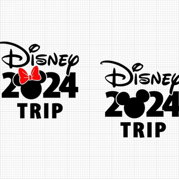 2024 Trip, Family Vacation, Mickey Minnie Mouse, Ears Head Bow, Svg Png Dxf Formats, Cut, Cricut, Silhouette