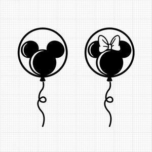 Ballons, Mickey Minnie Maus Schleife, Ballon, Svg und Png Formate, Cut, Cricut, Silhouette, Direkter Download