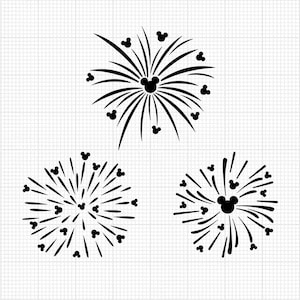Fogos de artifício, cabeça de orelhas de Mickey Mouse, fogos de artifício, formatos Svg e Png, corte, cricut, silhueta, download instantâneo